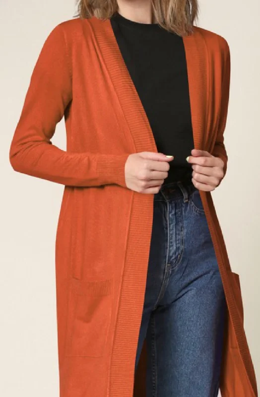 Premium Viscose Knit long pocket cardigan