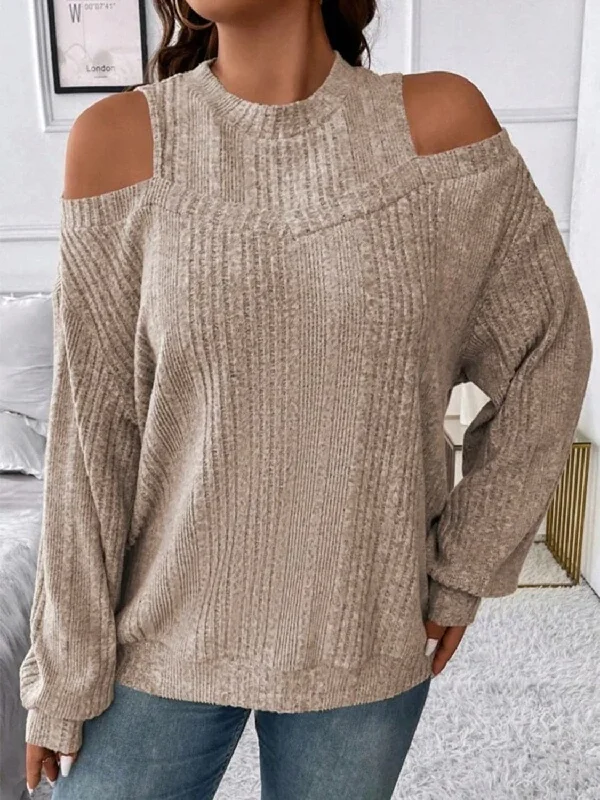 Cold shoulder pullover sweater