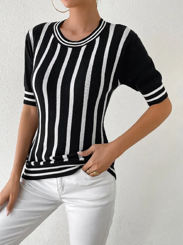 Casual striped half sleeve top