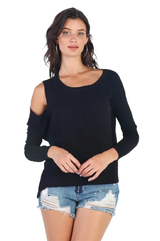 Chic cold shoulder knit top