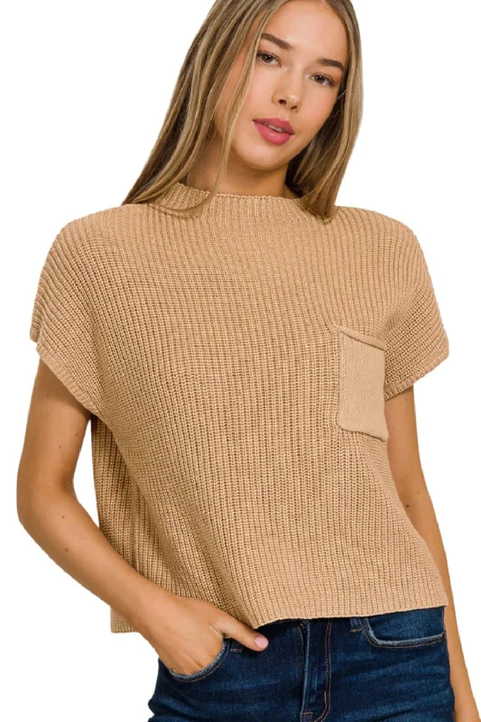 Zenana mock neck cropped sweater