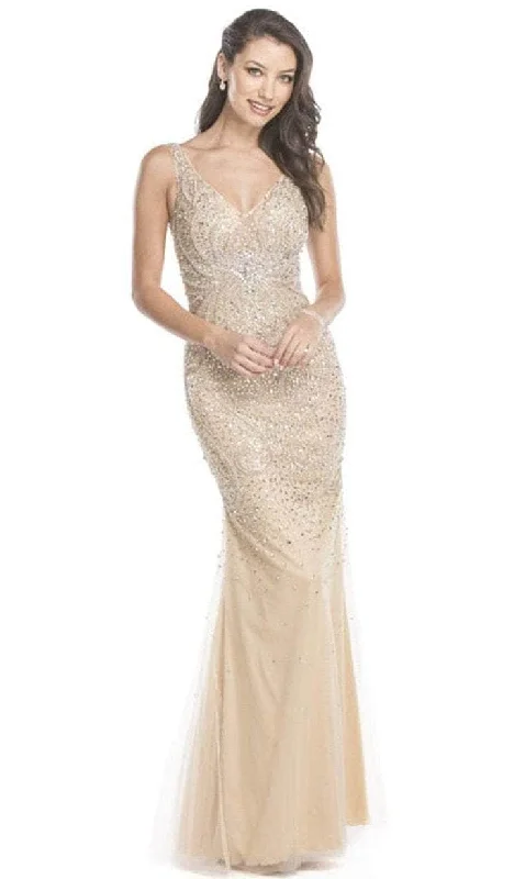 Effortlessly chic fashion for today’s woman   Aspeed Design - Beaded V-Neck Fitted Evening Dress L1561