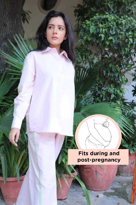 Baby Pink Maternity & Nursing Coord Set (Cotton Linen) (2 pc)