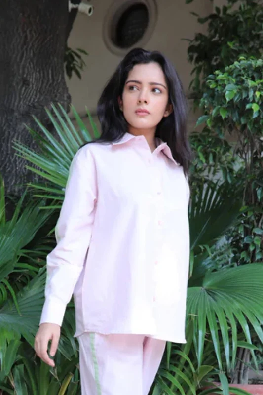 Baby Pink Maternity & Nursing Shirt (Cotton Linen)