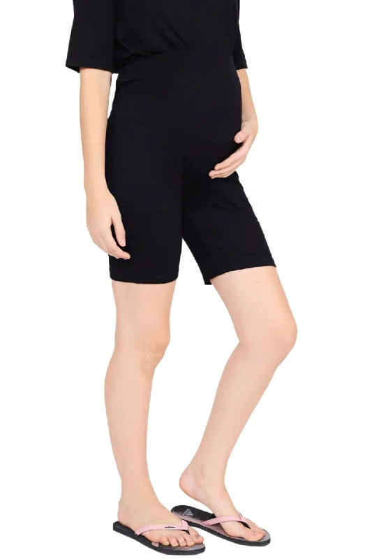 Comfy Black Over Bump Maternity Shorts (VISCOSE LYCRA)