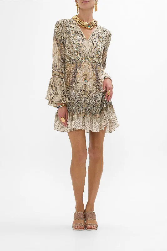 FRILL HEM LONG SLEEVE DRESS THE THRONE ROOM