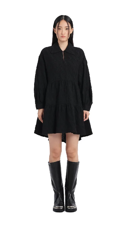 Pleated Sleeves Dress