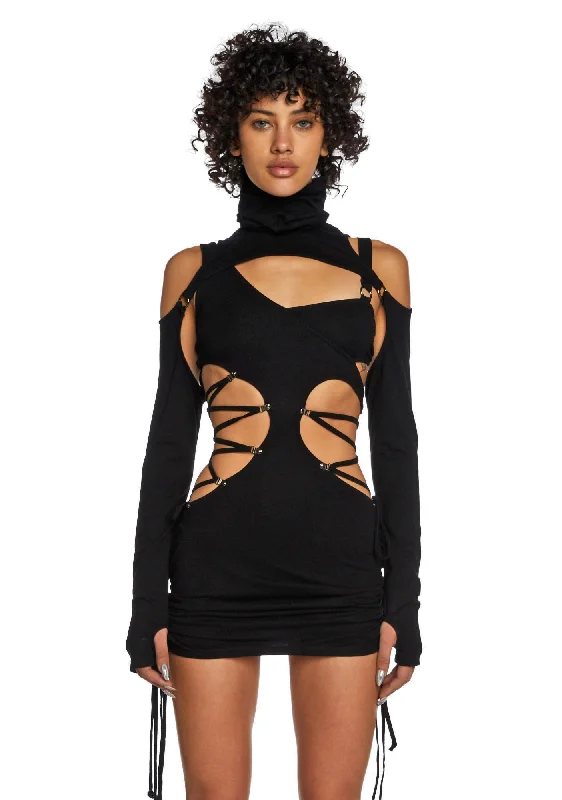 Sleek and sophisticated fashion for modern women   Replay Cut Out Lace Up Dress Set - Black