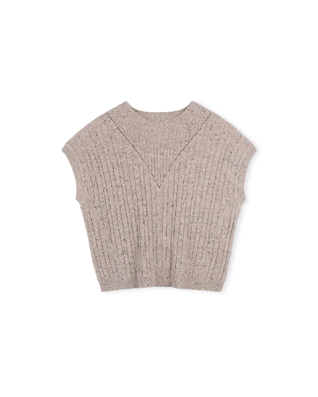 Speckled Knit Crew Neck Vest