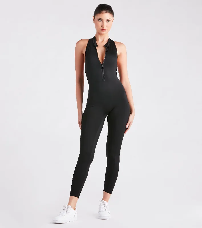 Girl On The Go Zip-Front Active Jumpsuit